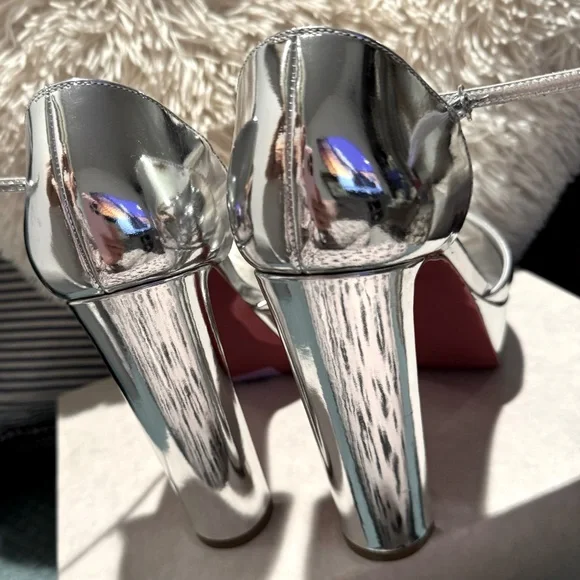 Christian Louboutin Silver and Red Heels - Picture 8 of 15